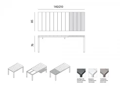 Set tavolo da giardino Rio 140/210 con 6 sedie Net Arcobaleno