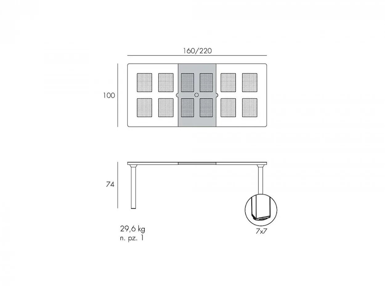 Set tavolo Levante 160/220 con 6 poltrone Darsena
