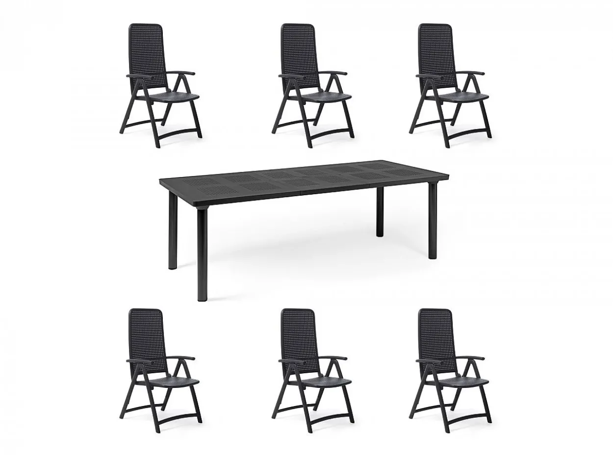 Set tavolo Libeccio 160/220 con 6 poltrone Darsena