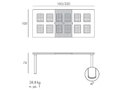 Set tavolo Libeccio 160/220 con 6 sedie Bora