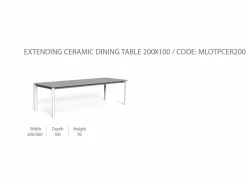 Set Tavolo Milo Ceramica 200/260 con 6 Poltrone