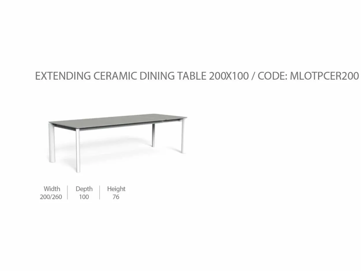 Set Tavolo Milo Ceramica 200/260 con 6 Poltrone