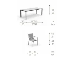 Set Tavolo Milo 160/215 con 6 Poltrone