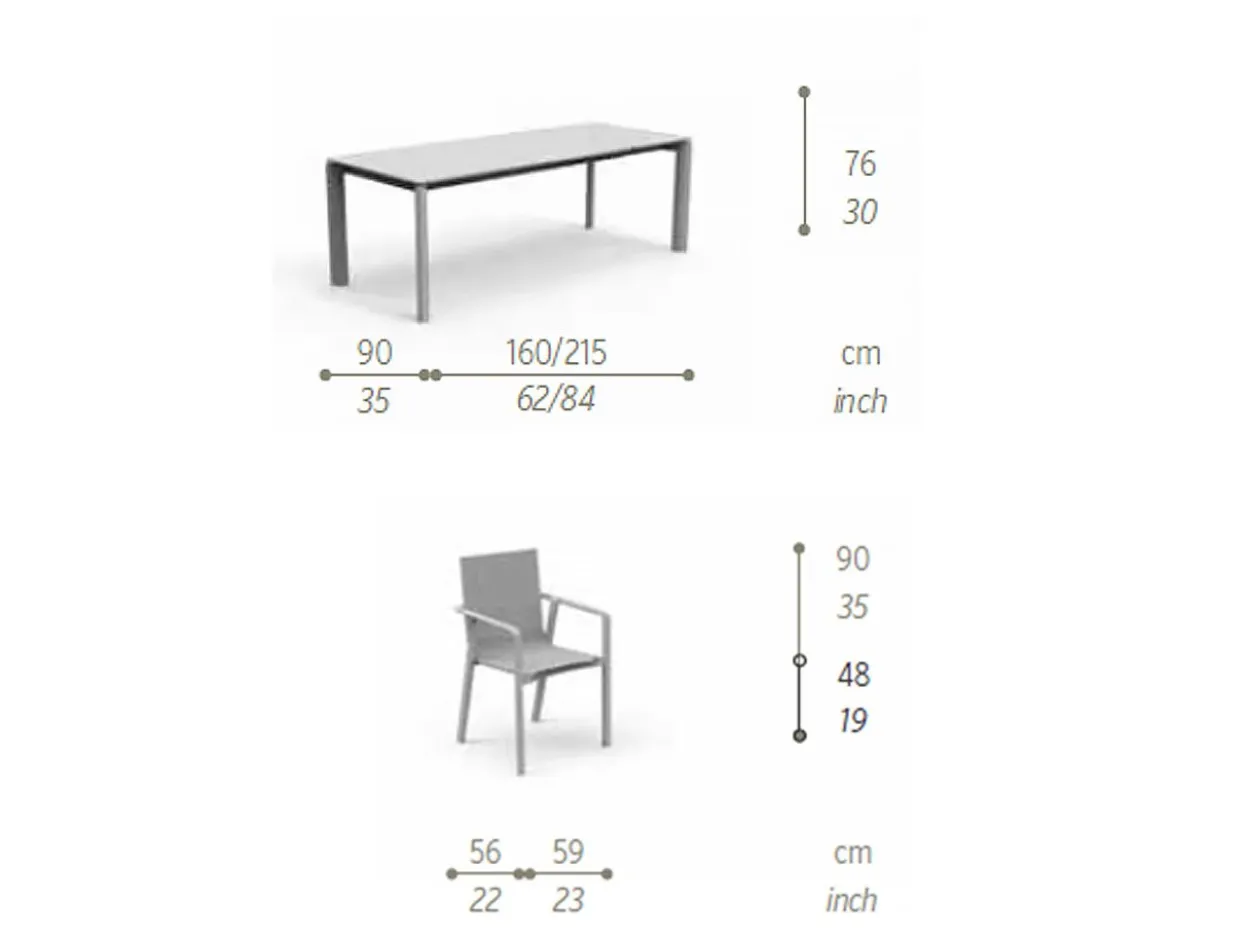 Set Tavolo Milo 160/215 con 6 Poltrone