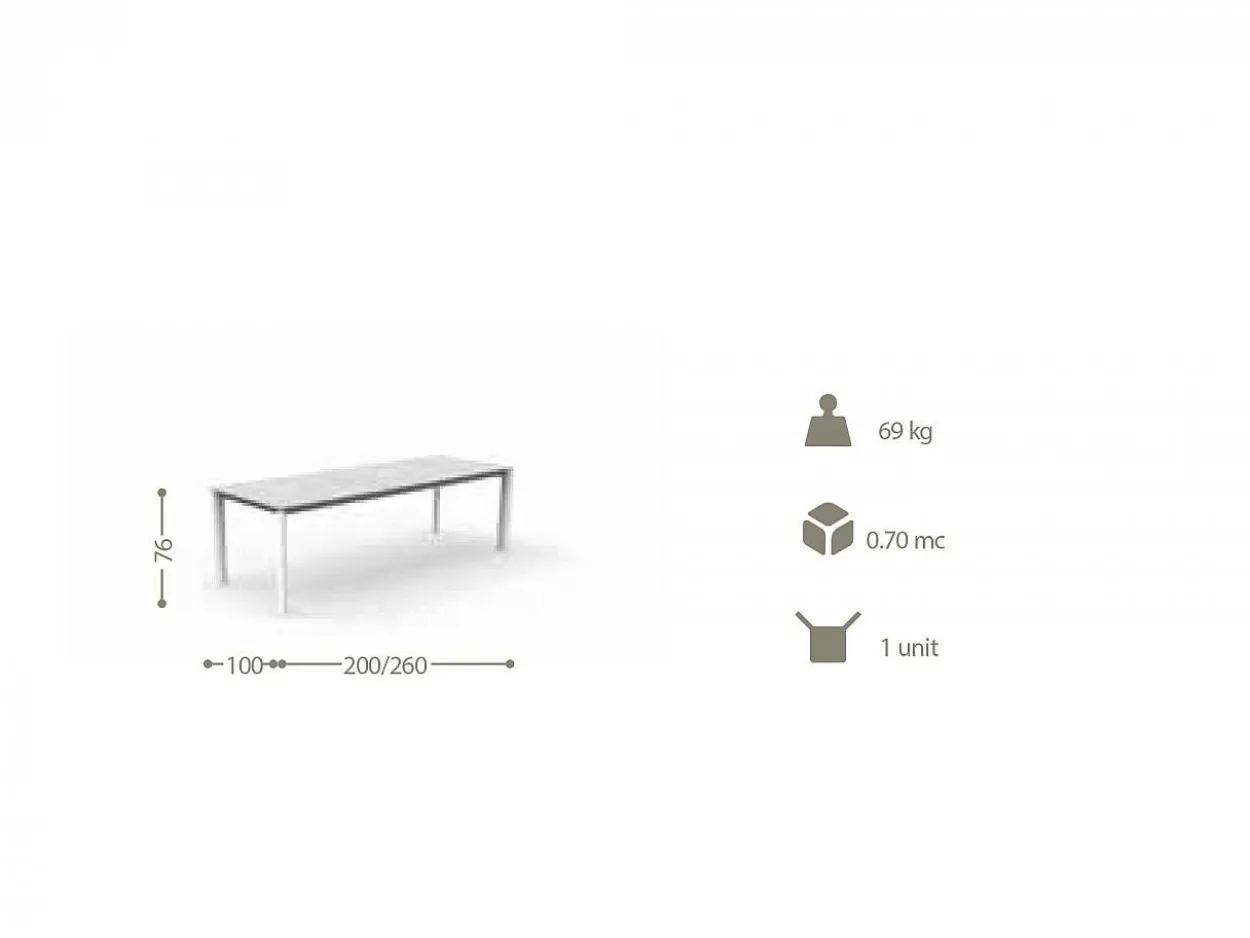 Set Tavolo Milo 200/260 con 6 Poltrone