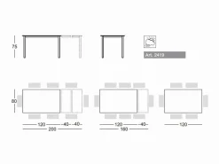 Set tavolo Pranzo 120/200 con 6 sedie Lisa Arcobaleno