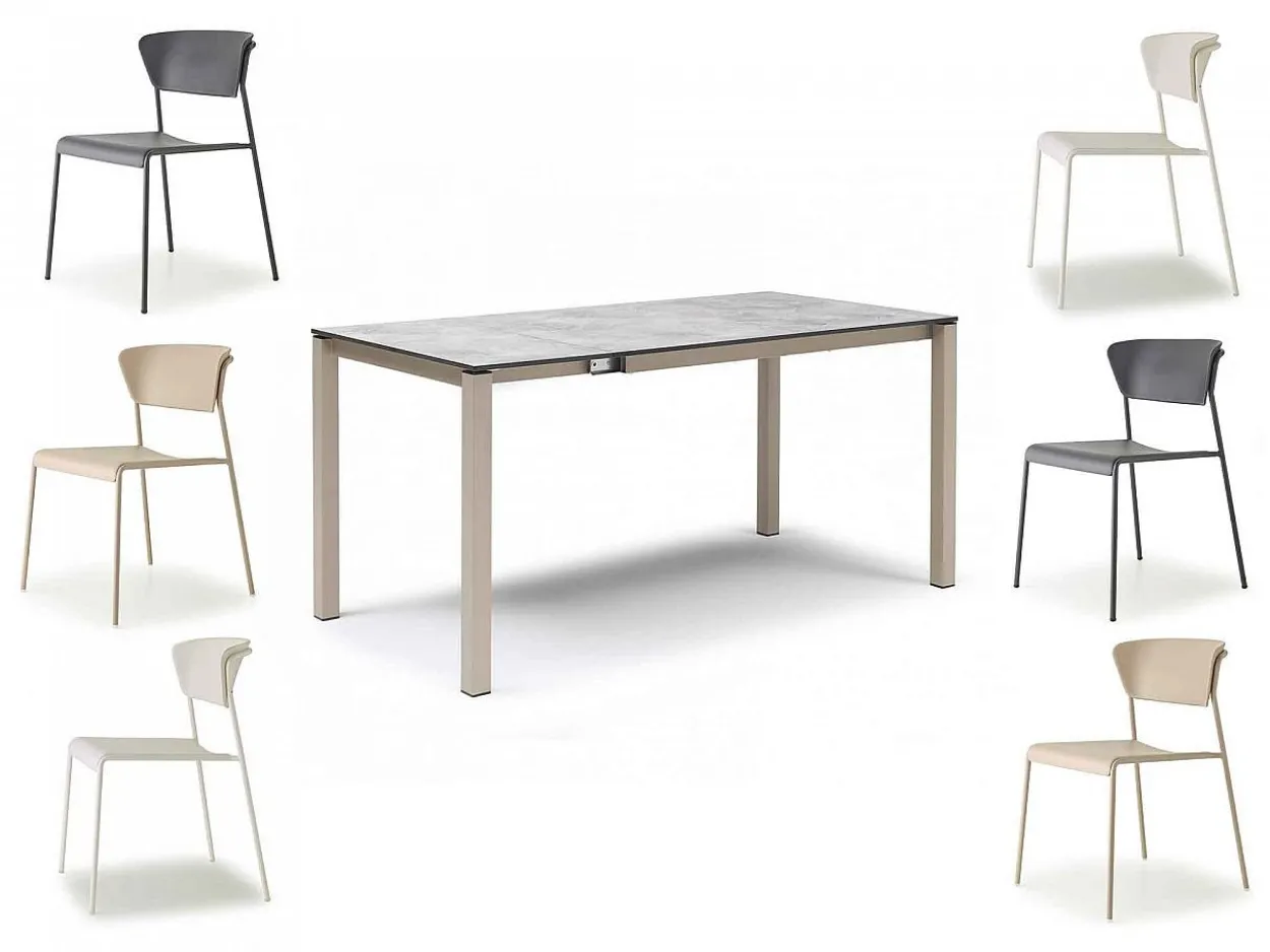 Set tavolo Pranzo 120/200 con 6 sedie Lisa Arcobaleno