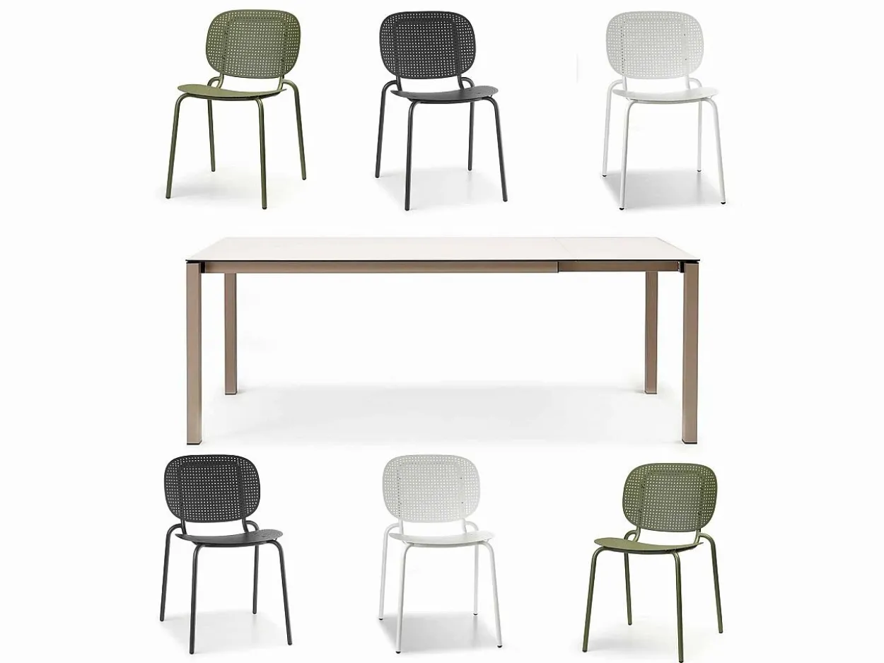 Set tavolo Pranzo 120/200 con 6 sedie Si-Si Dots Arcobaleno