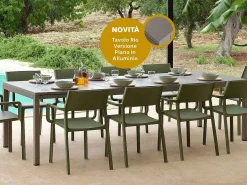 Set tavolo Rio 210/280 Alluminio con 8 sedie Trill con braccioli