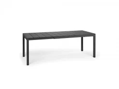 Set tavolo Rio 140/210 Alluminio con 6 sedie Trill con braccioli