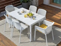 Set tavolo Rio 140/210 Alluminio con 6 sedie Net