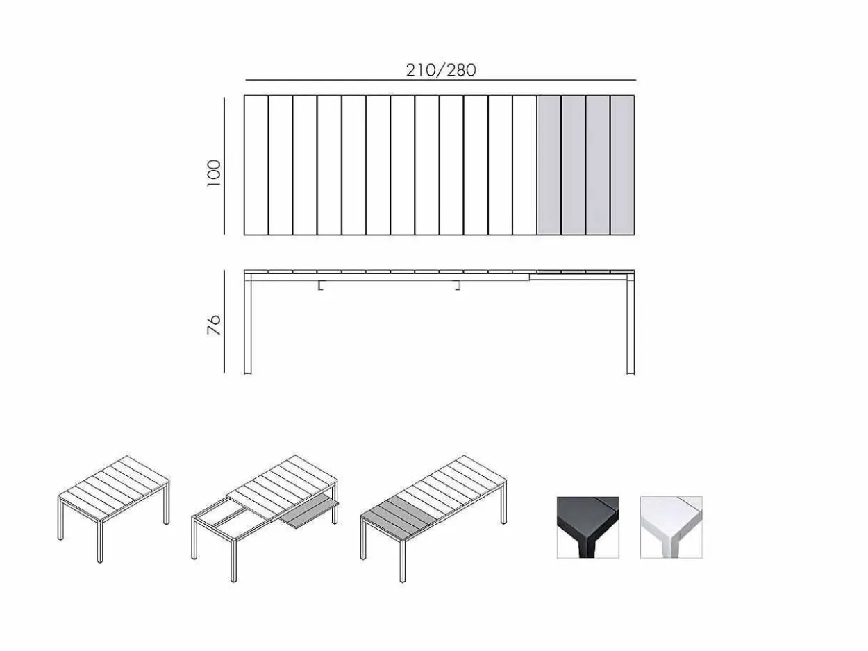 Set tavolo Rio Alu 210/280 con 8 sedie Doga Armchair Bicolore
