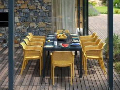 Set tavolo Rio 210/280 con 8 sedie Net