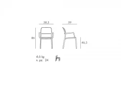 Set tavolo Rio 210/280 con 8 sedie Riva