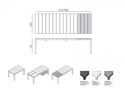 Set tavolo Rio 210/280 con 6 sedie Riva
