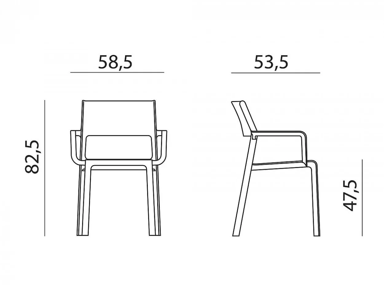 Set tavolo Rio 210/280 con 8 sedie Trill con braccioli