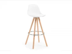 Sgabello alto Shiro 97 ecopelle e legno