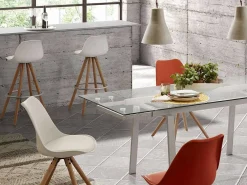 Sgabello alto Shiro 97 ecopelle e legno