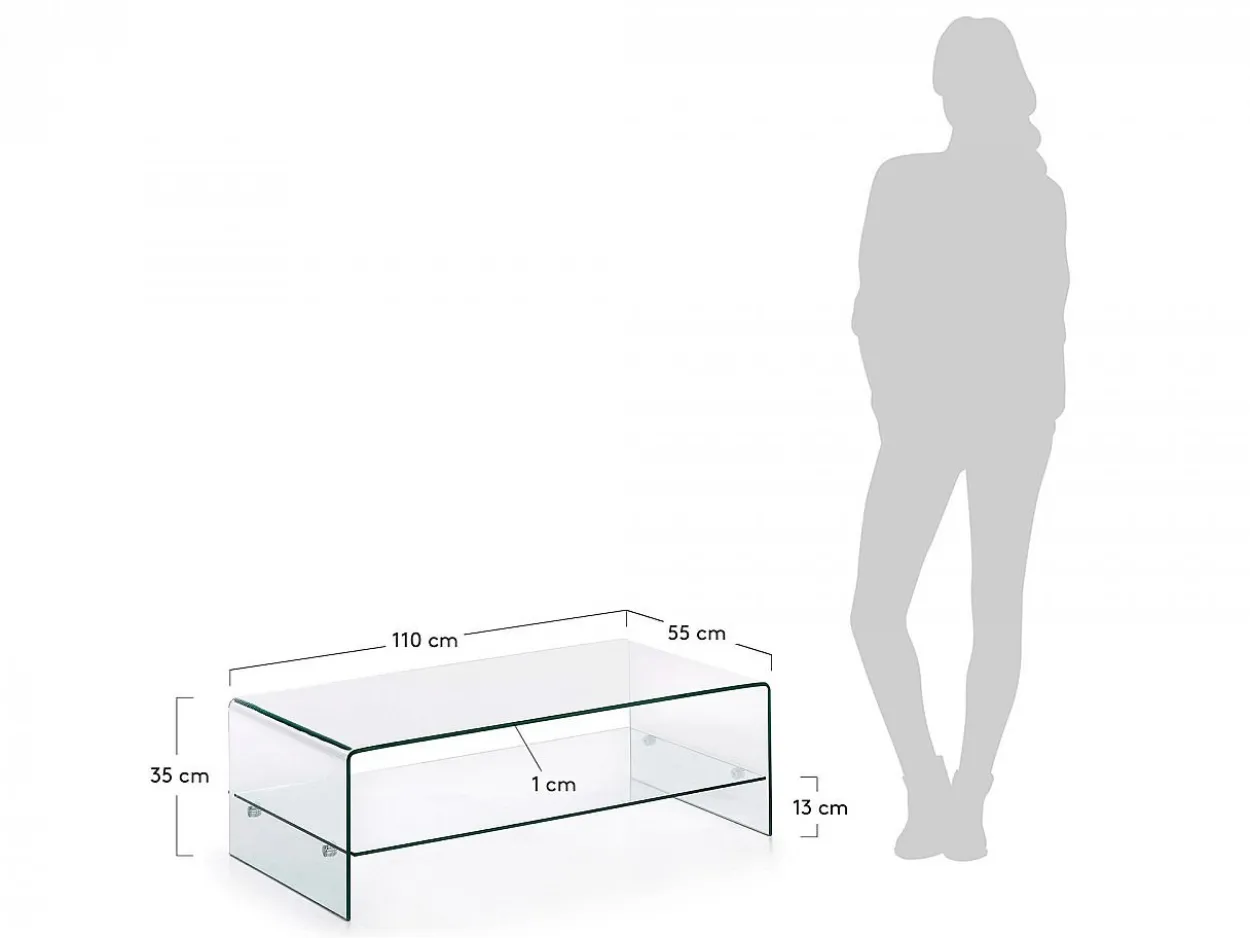 Tavolino Barbarigo 110x55 vetro trasparente