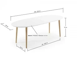 Tavolo allungabile Osvaldo 140/220 Legno Naturale, MDF Laccato