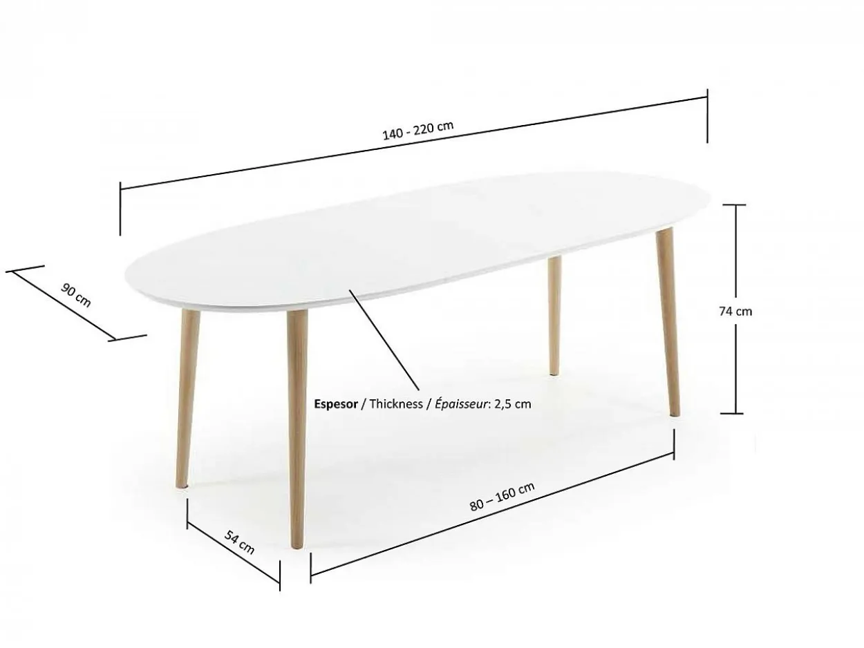 Tavolo allungabile Osvaldo 140/220 Legno Naturale, MDF Laccato