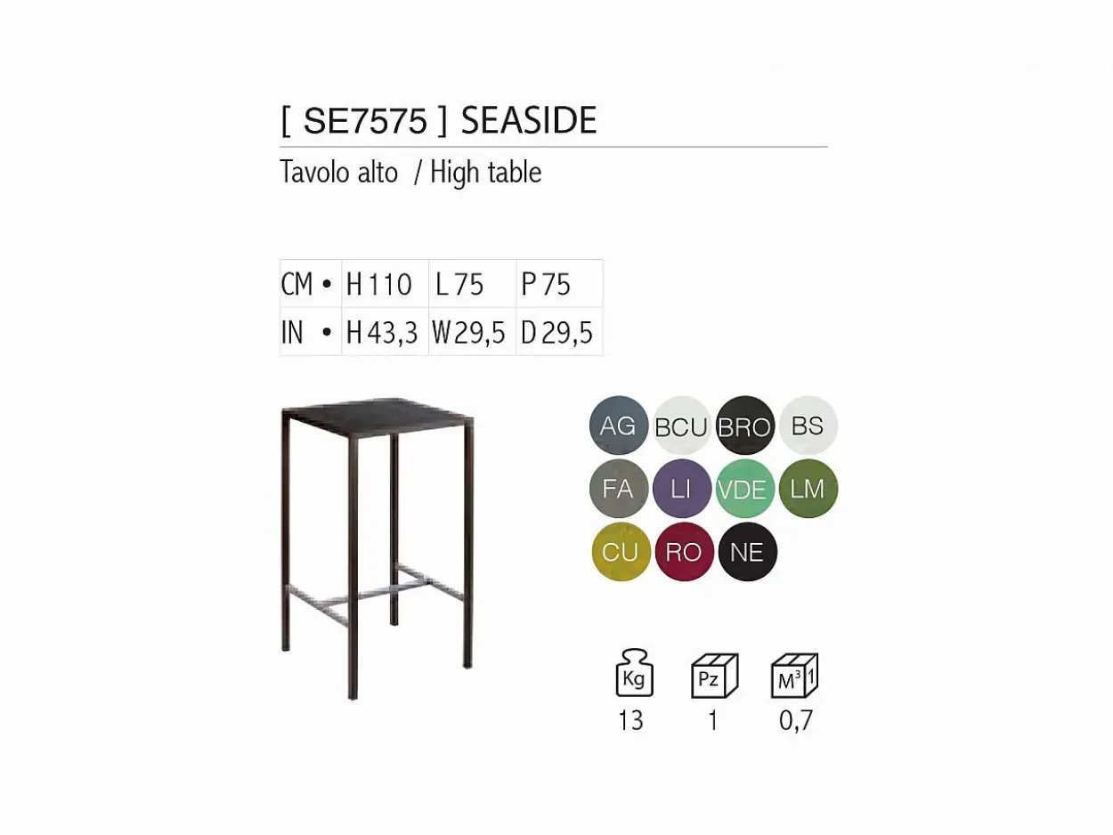 Tavolo alto Seaside 75