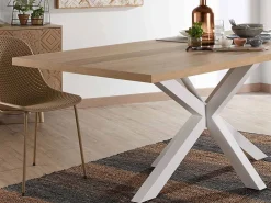 Tavolo Asterisco 200 bianco e piano legno