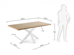 Tavolo Asterisco 200 bianco e piano legno