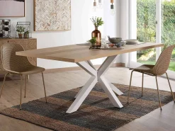 Tavolo Asterisco 200 bianco e piano legno