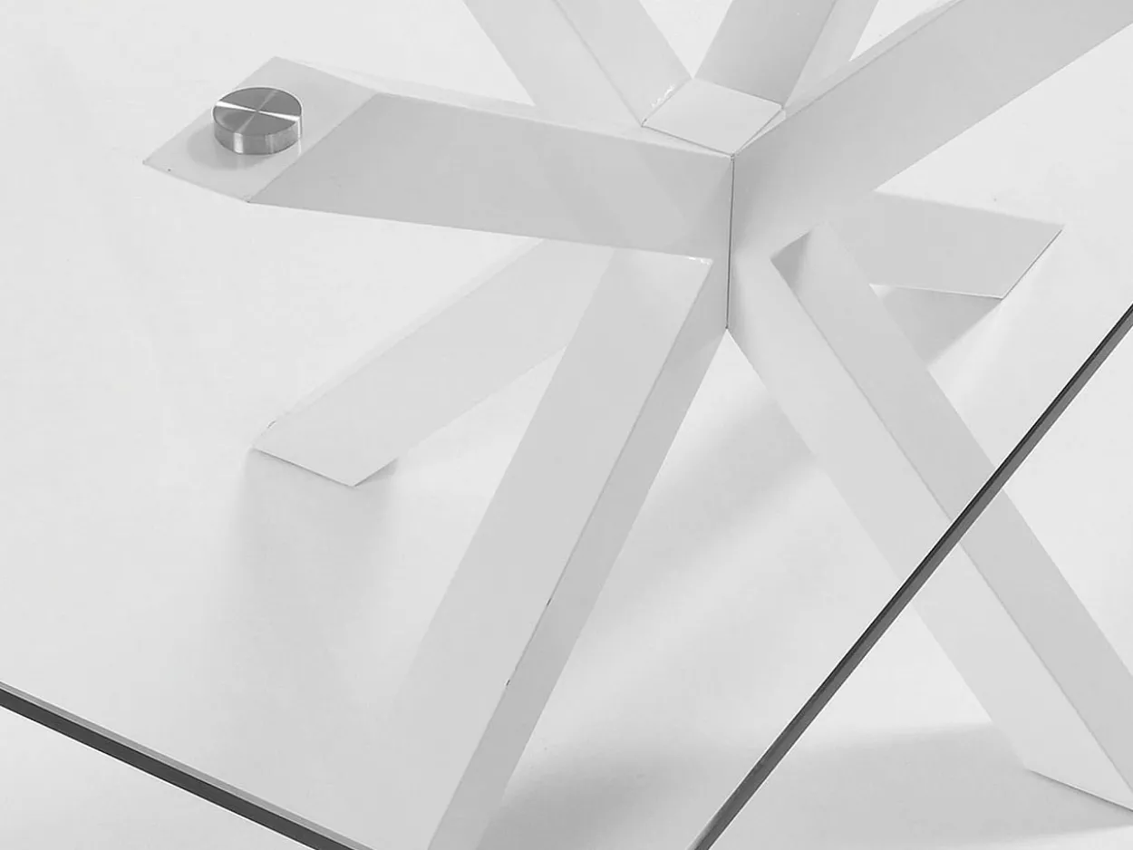 Tavolo Asterisco 160 bianco e piano vetro