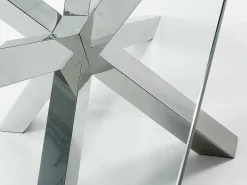 Tavolo Asterisco 160 inox e piano vetro
