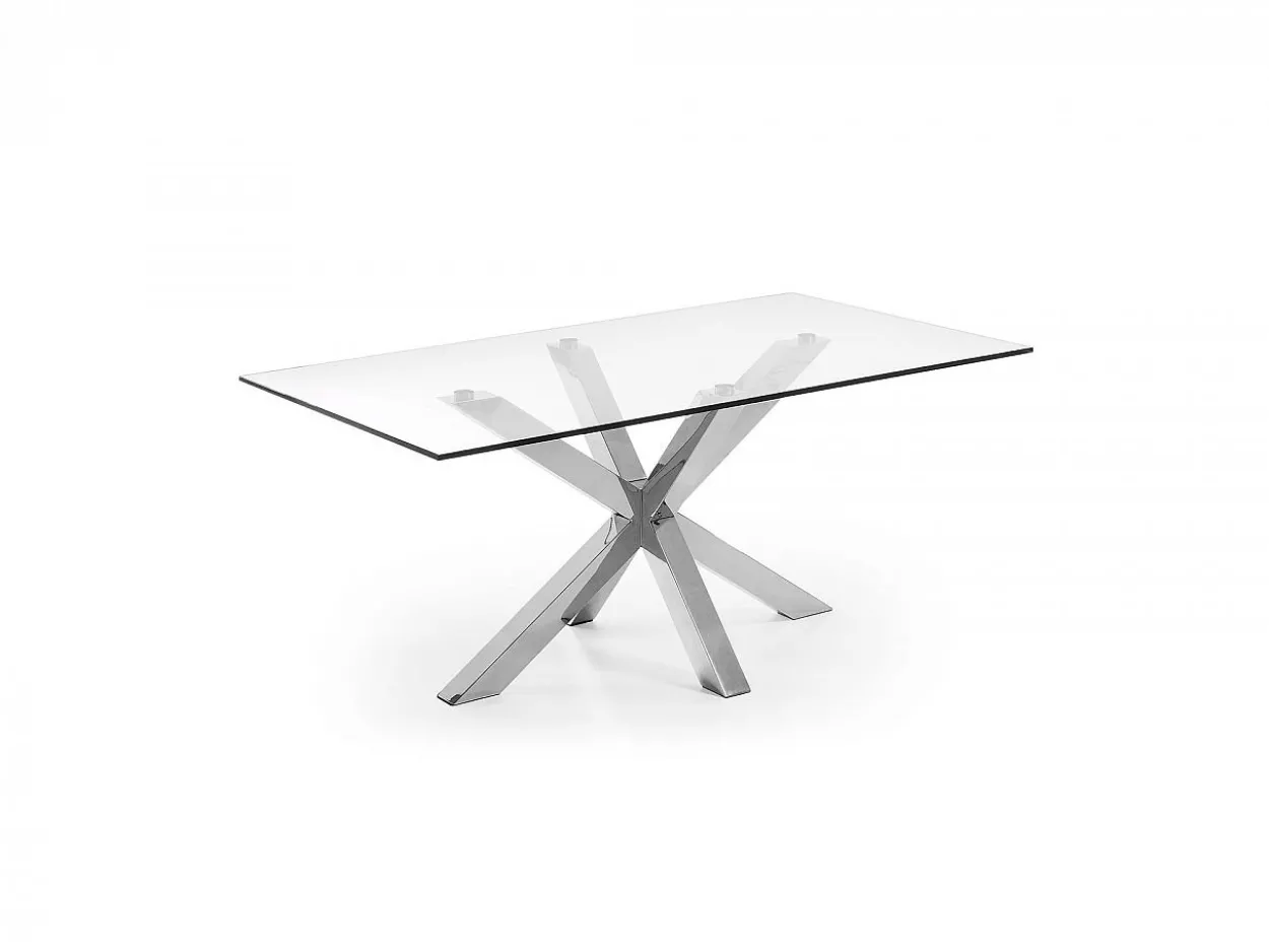 Tavolo Asterisco 180 inox e vetro