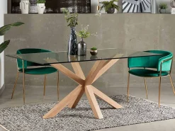 Tavolo Asterisco 200 legno e piano vetro