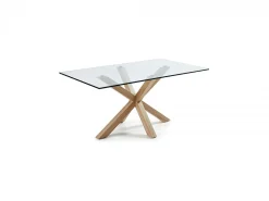 Tavolo Asterisco 180 legno e piano vetro