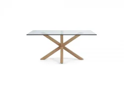 Tavolo Asterisco 180 legno e piano vetro