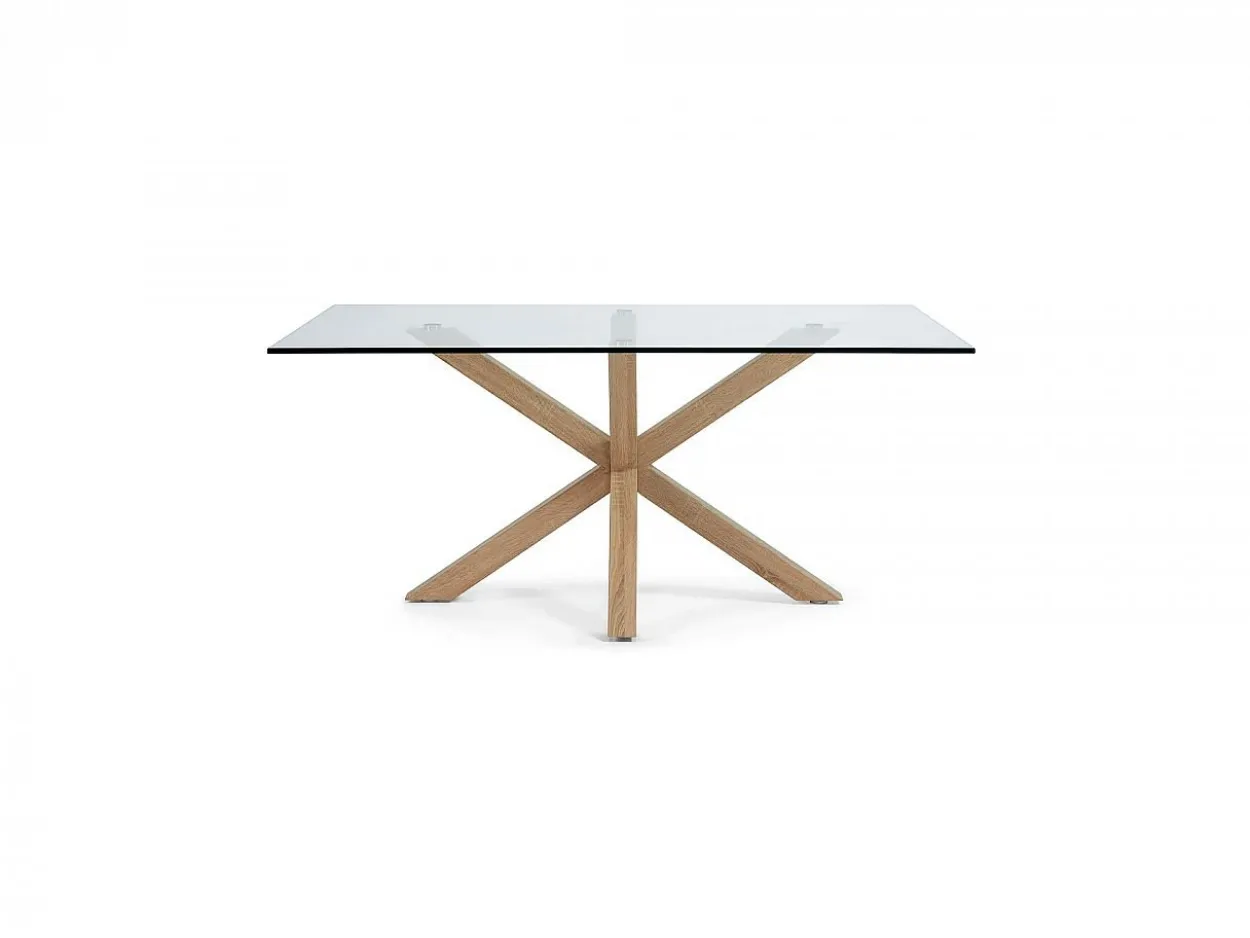 Tavolo Asterisco 180 legno e piano vetro