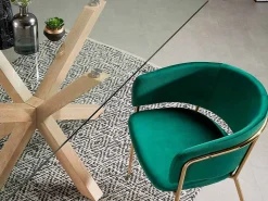 Tavolo Asterisco 160 legno e piano vetro