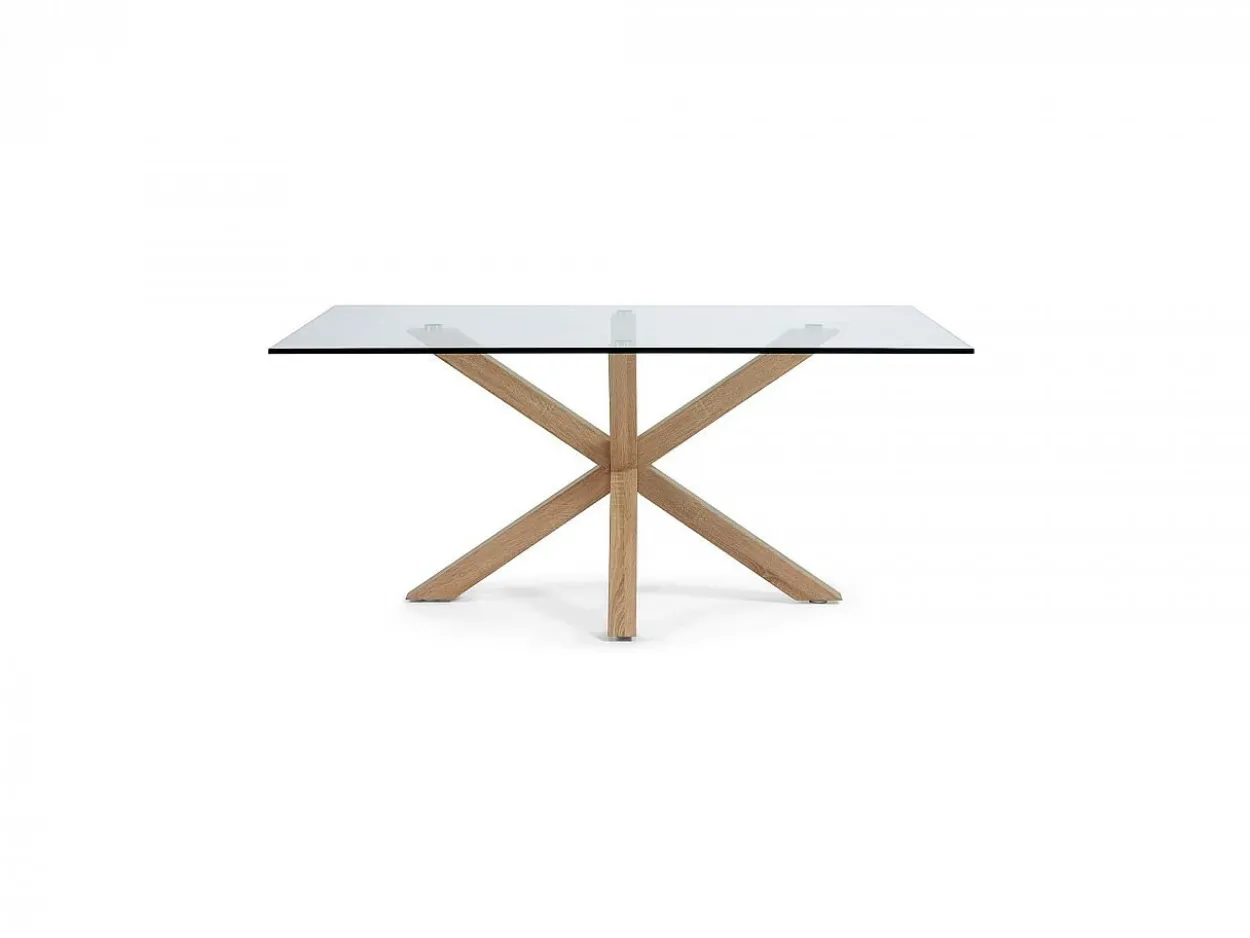 Tavolo Asterisco 160 legno e piano vetro