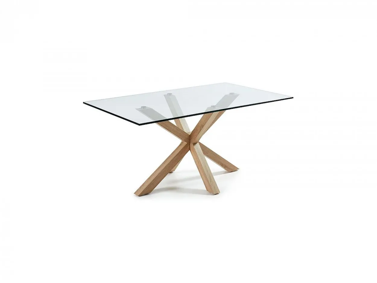Tavolo Asterisco 160 legno e piano vetro