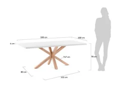 Tavolo Asterisco 200 legno piano melammina bianco
