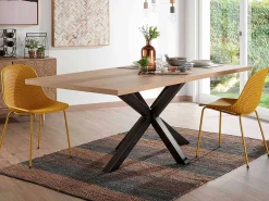 Tavolo Asterisco 200 nero e piano legno