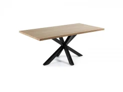 Tavolo Asterisco 200 nero e piano legno