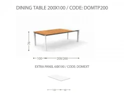 Tavolo da pranzo Domino 200/260