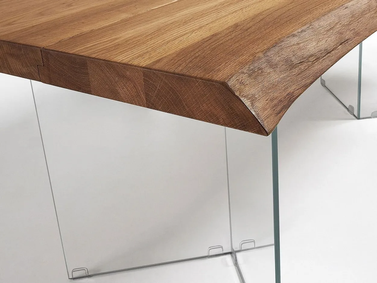 Tavolo Gambadivetro 220 vetro e legno
