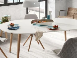 Tavolo rotondo allungabile 120/200 Legno Naturale, MDF Laccato