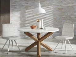 Tavolo rotondo Nils Ø120 legno rovere, laccato bianco